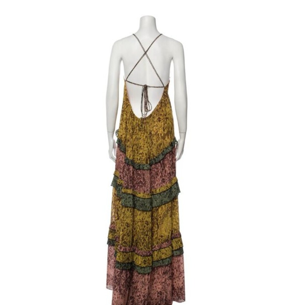 Alexis Licett Halter Neck Tiered Maxi Open Back Strap Dress Color Amazonia Sz S - Picture 5 of 8